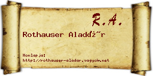 Rothauser Aladár névjegykártya